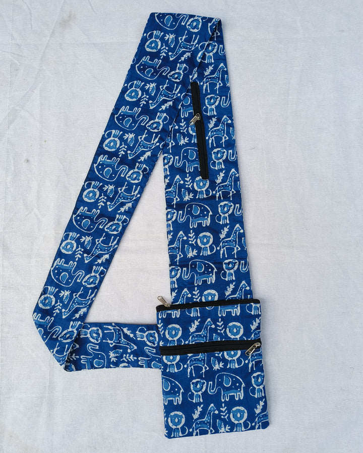 Pilgrim Bag - Blue with animal print