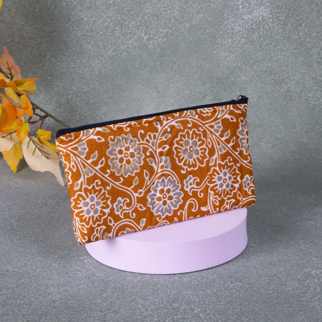 Cotton Purse Mustered with Flower Design.