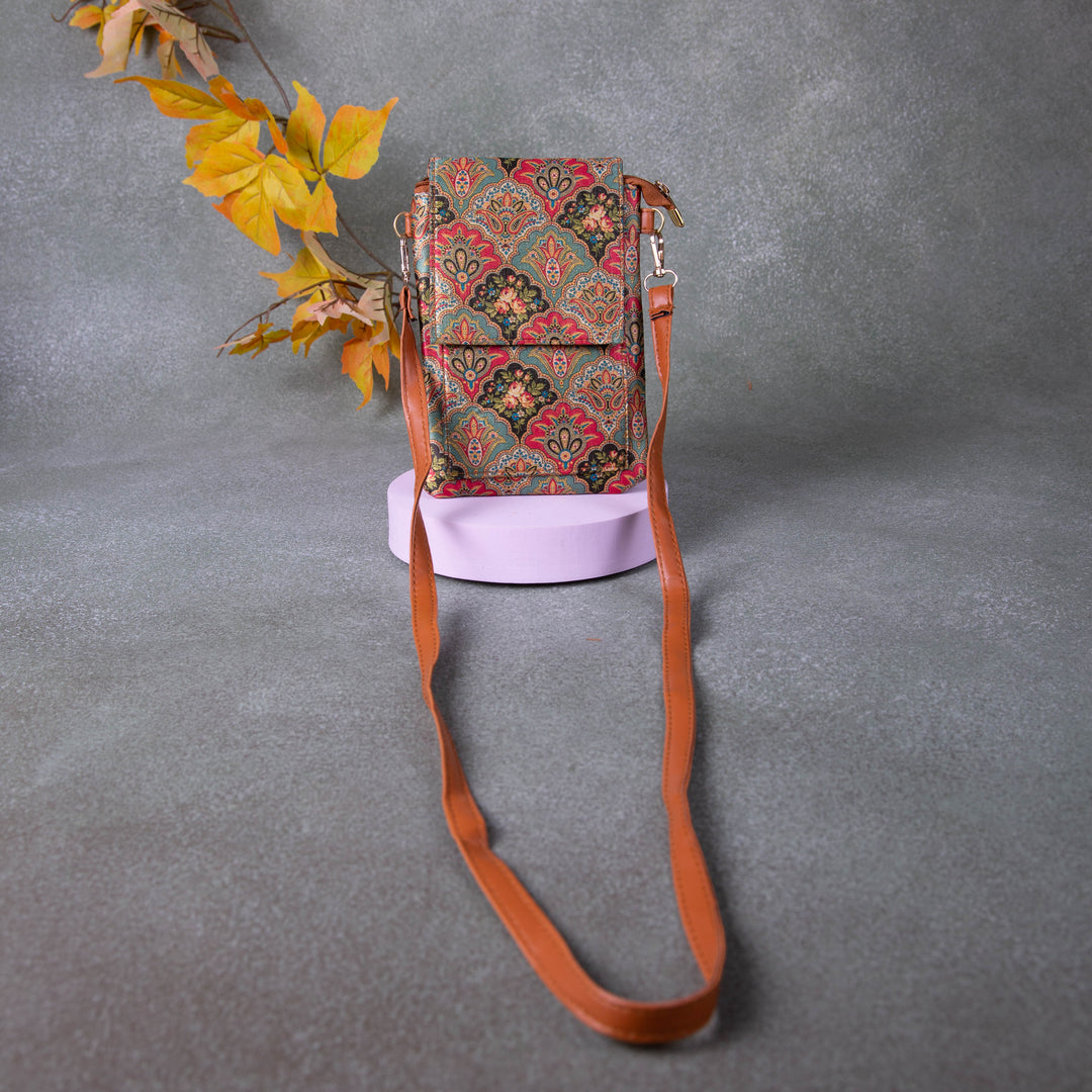 Water-Ressistant Mobile Slings Red with Green Flower Design