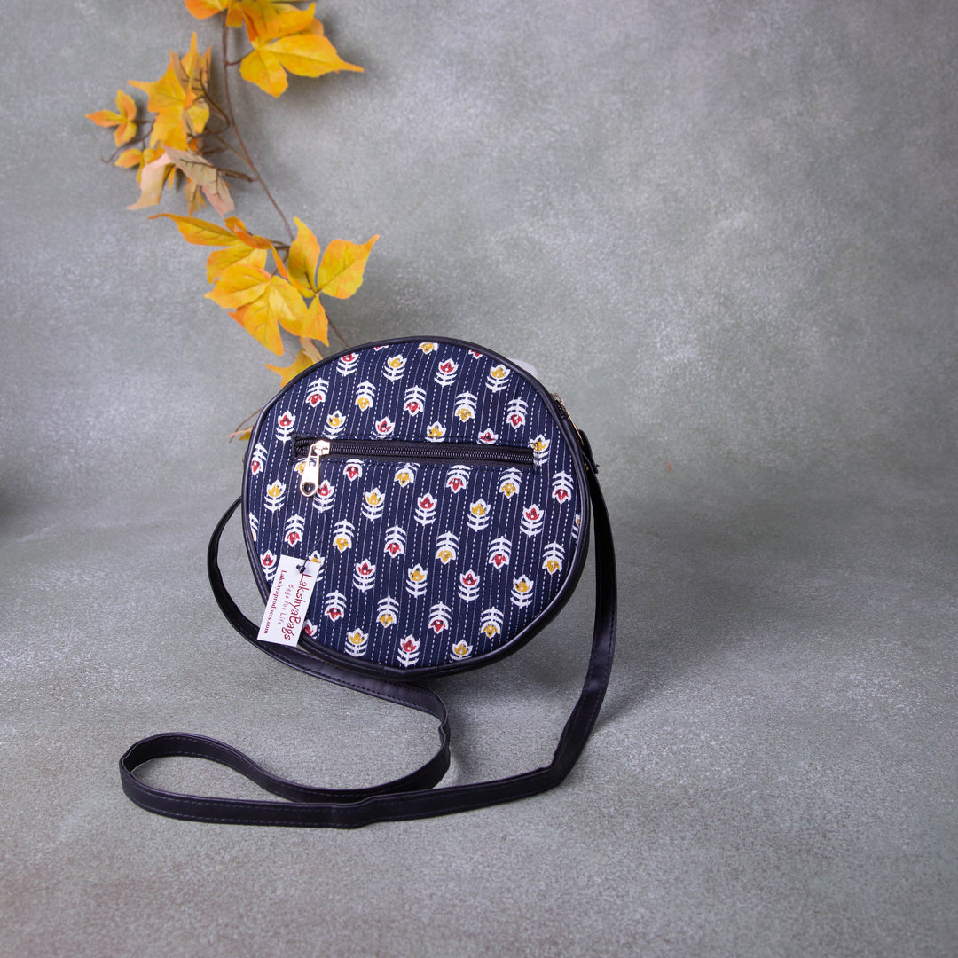 Drum Slings Navy Blue Colour with Yellow Flower Design.