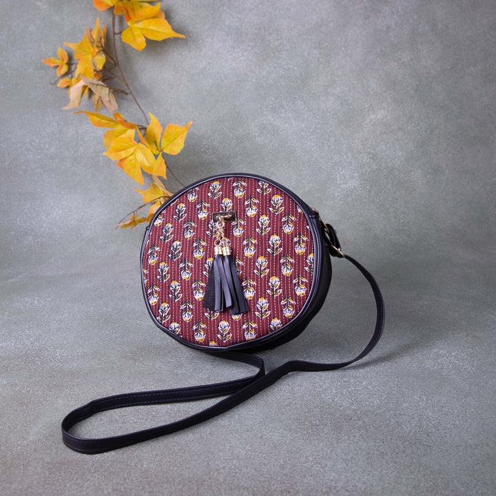 Drum Slings Maroon Colour Flower Design.