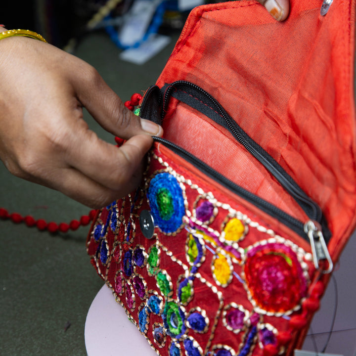 Imperial Slings Red Colour with Flower Design. - Shahi