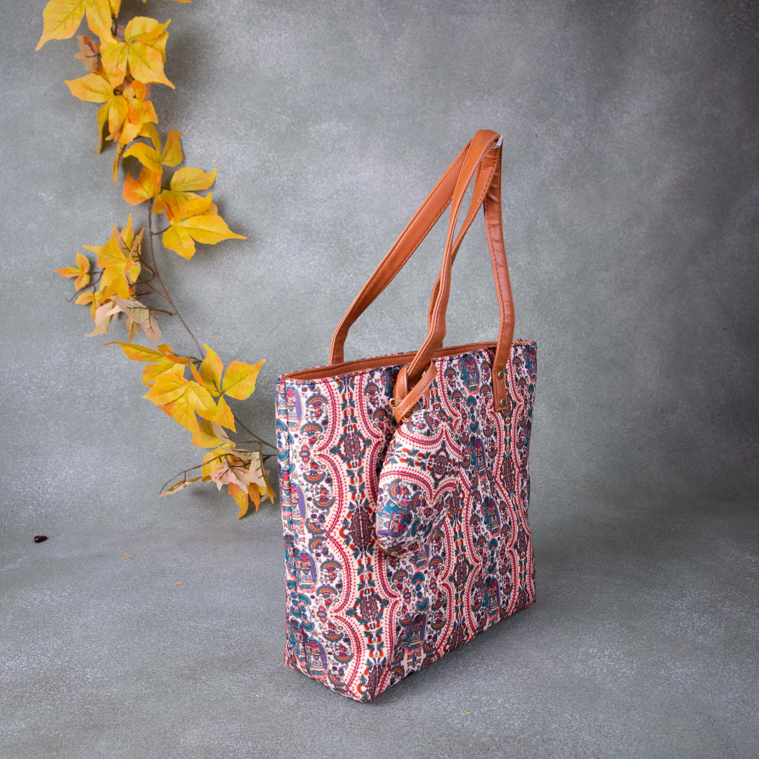 Double Zippered Tote Kalamkari Design