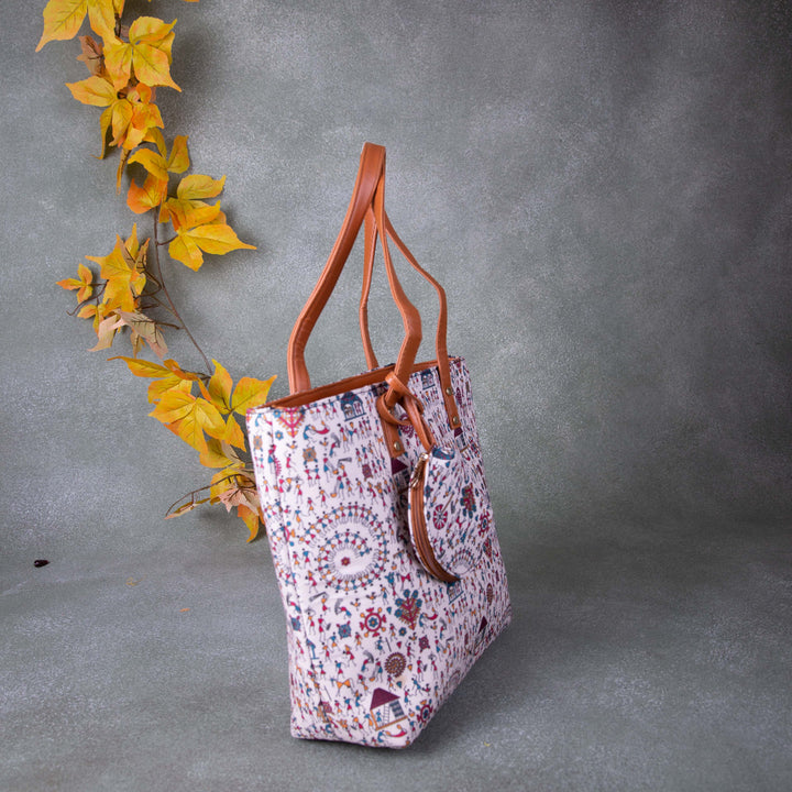 Double Zippered Tote White Colour