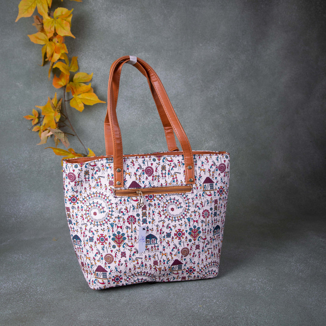 Double Zippered Tote White Colour