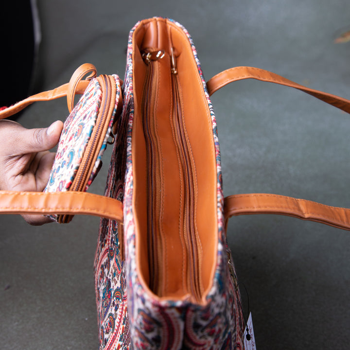 Double Zippered Tote Kalamkari Design