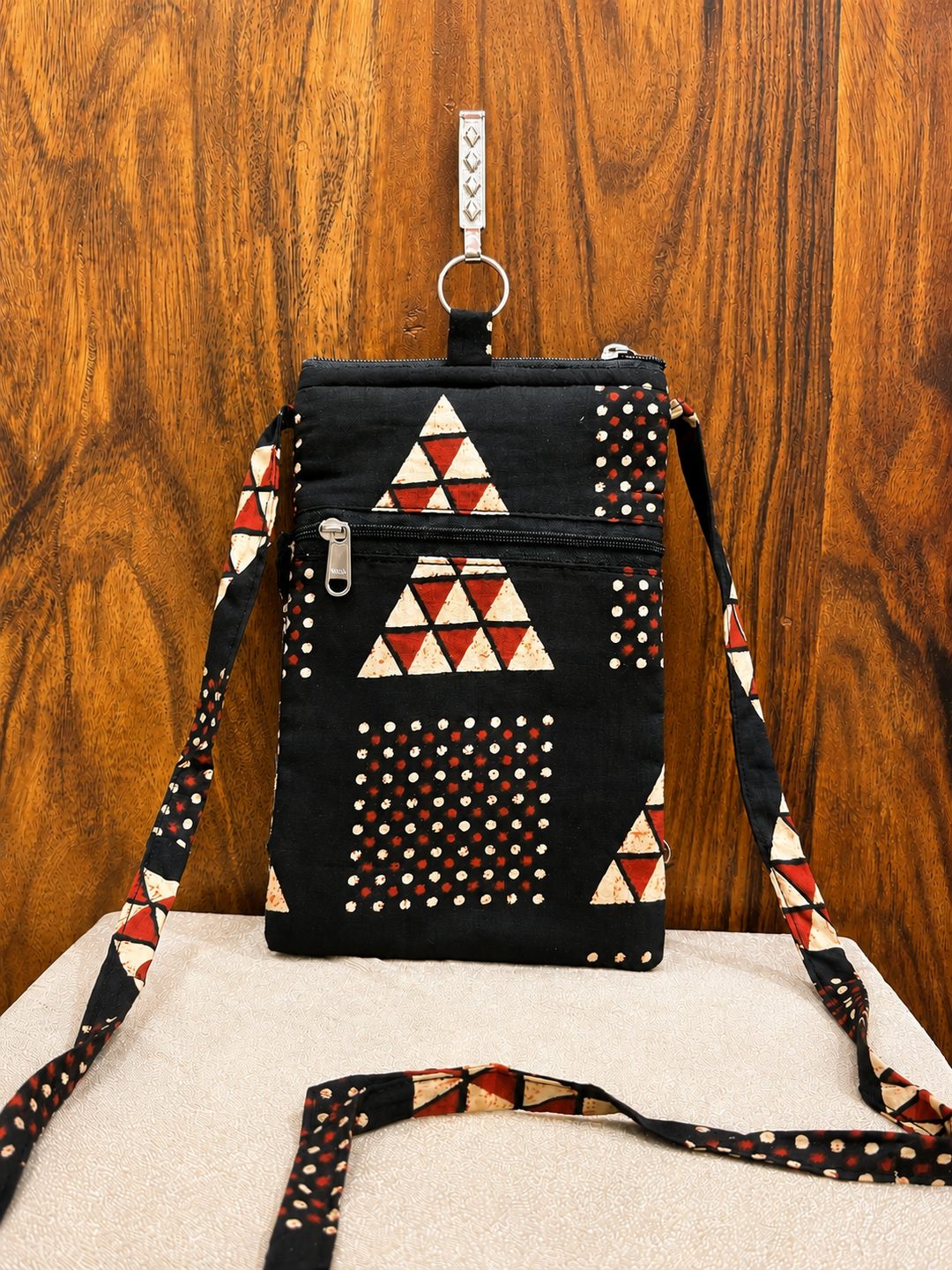 Mobile Sling -Geometric Aztec Black (With Saree Clip) (Copy)