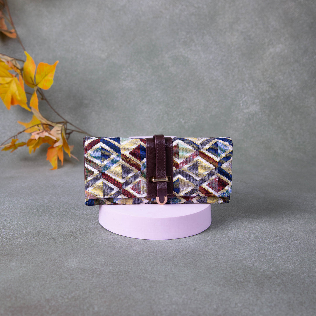 Handmade Wallets - Classic Multi-colour with White Diamond Design.