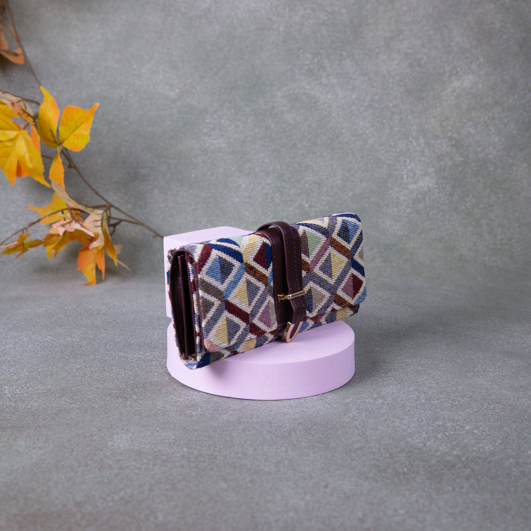 Handmade Wallets - Classic Multi-colour with White Diamond Design.