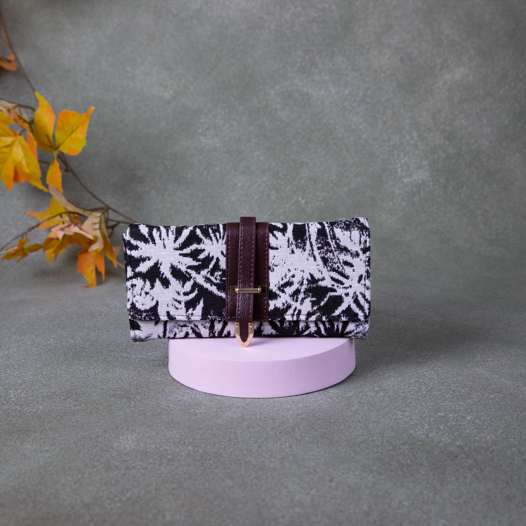 Handmade Wallets - Classic Black with White Flower Design