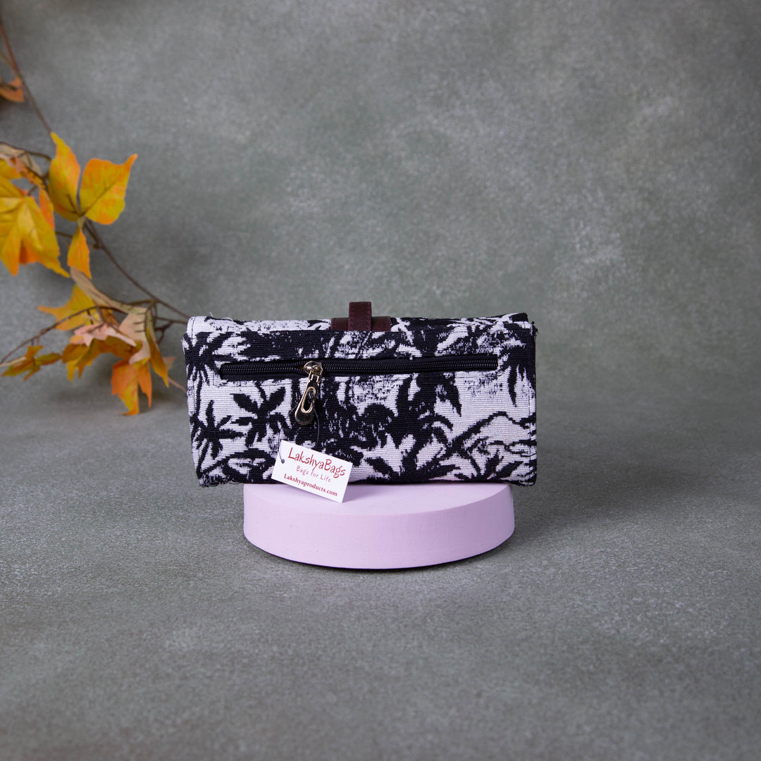 Handmade Wallets - Classic Black with White Flower Design