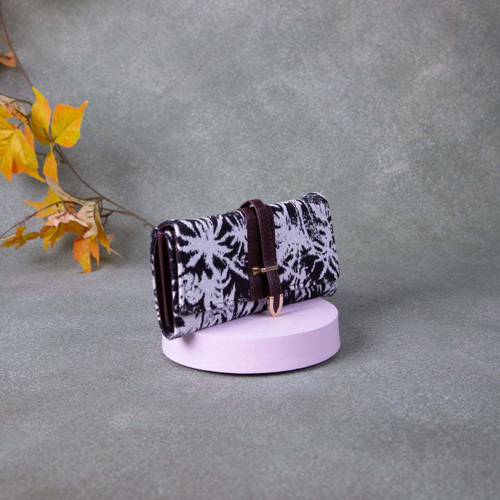 Handmade Wallets - Classic Black with White Flower Design