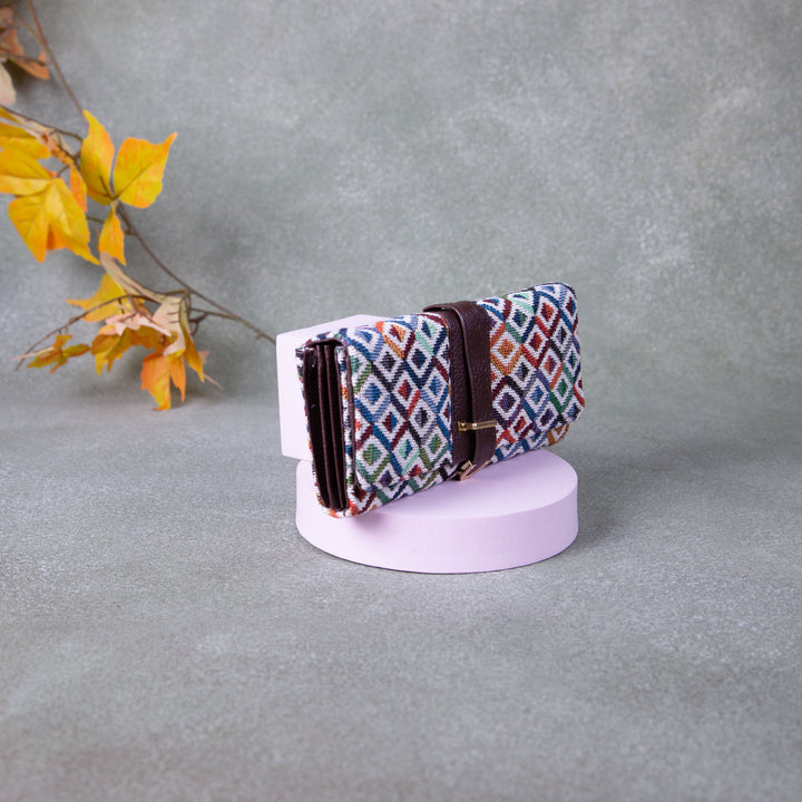 Handmade Wallets - Classic Multi-colour with White Diamond Prints