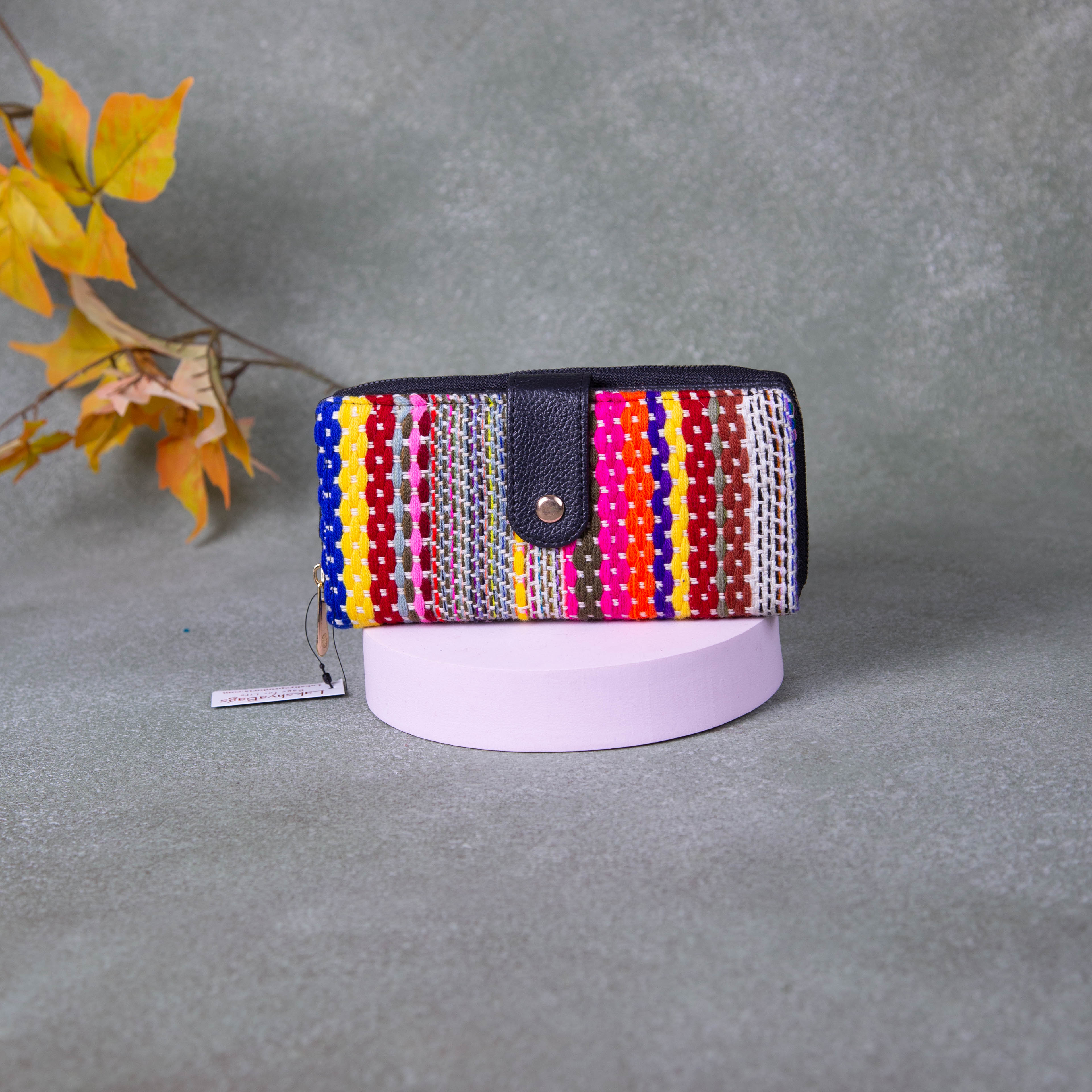 Coloured Small Wallet Handmade Wallets - Classic Multi-colour Line Design – lakshya bags