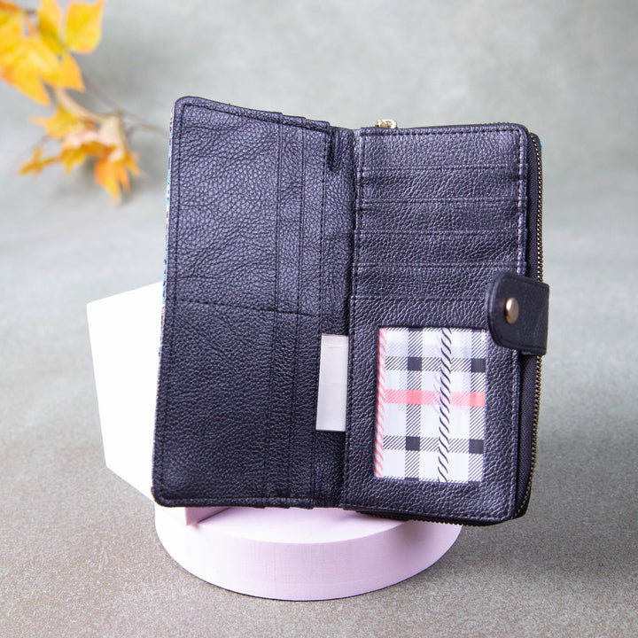 Handmade Wallets - Classic Grey colour with Blue Diamond Design