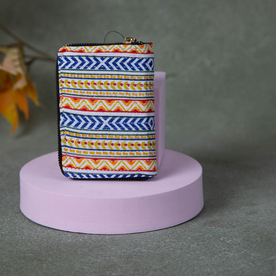 Handmade Wallets - Mini Blue with Red Colour zig zag Design