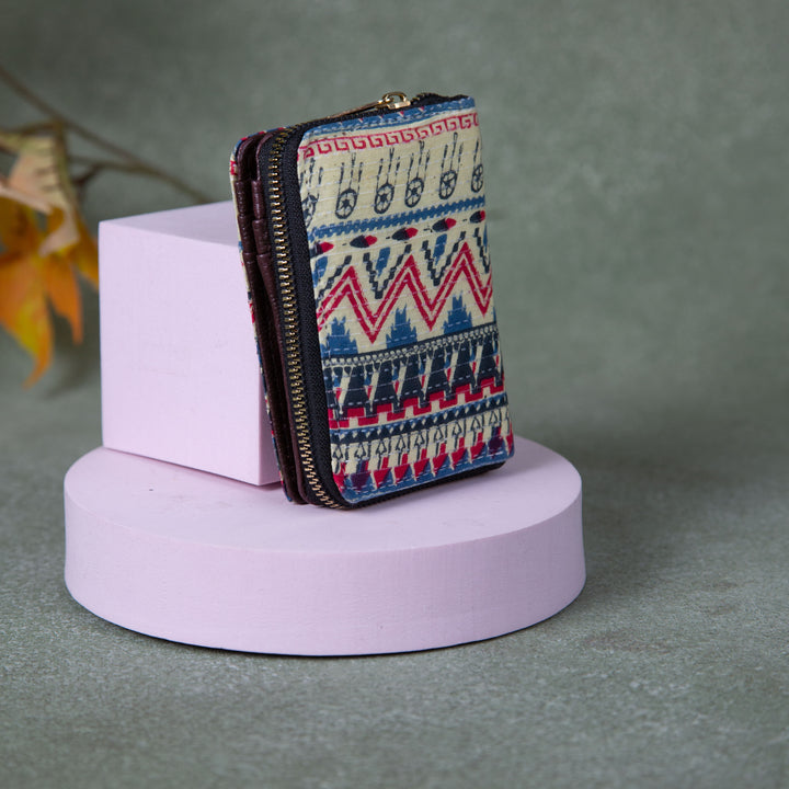 Handmade Wallets - Mini white with Red Colour zig zag Design