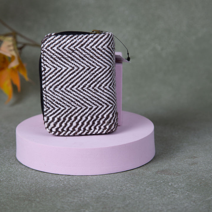 Handmade Wallets - Mini white with Black Zig zag Design