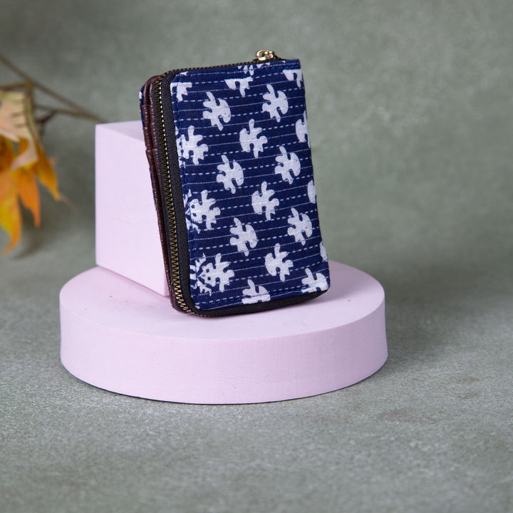 Handmade Wallets - Mini Blue Colour with White Small Flower Design.