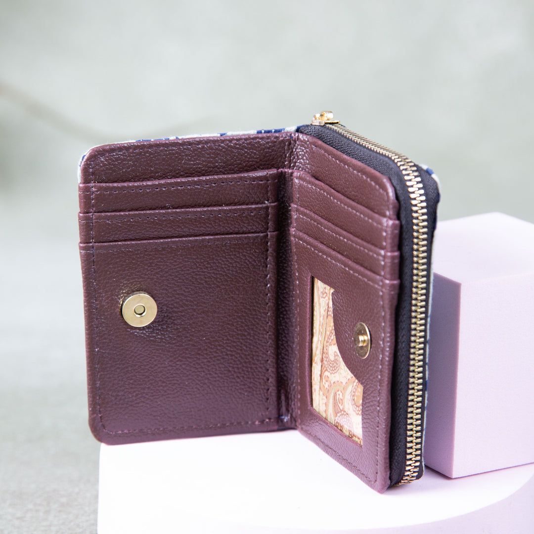 Handmade Wallets - Mini Brown With Grey and Red Colour