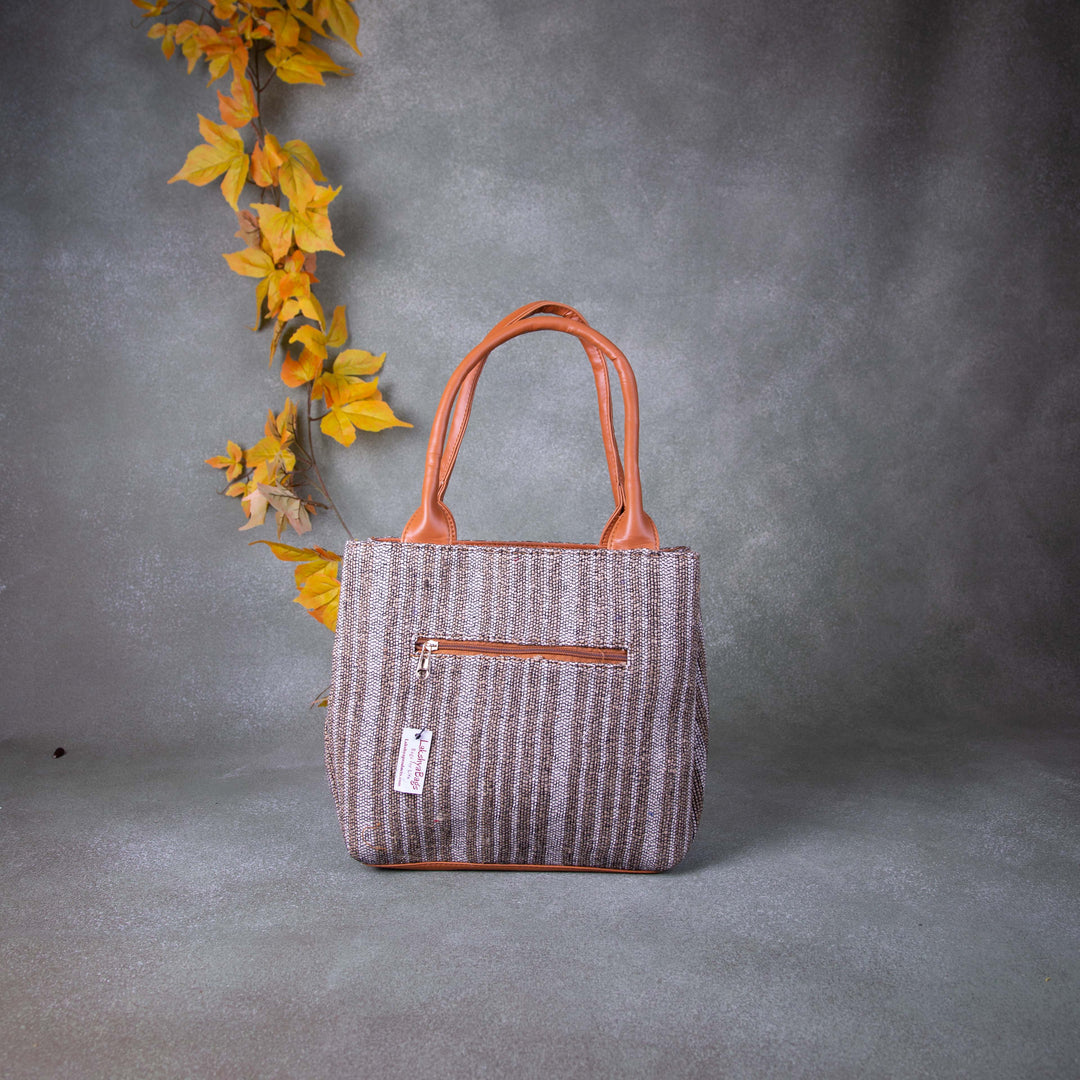 3 partition Tote Grey with Brown Colour