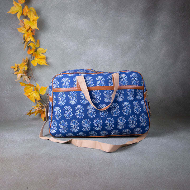 Two Dayer bags Blue with White Flower Design.