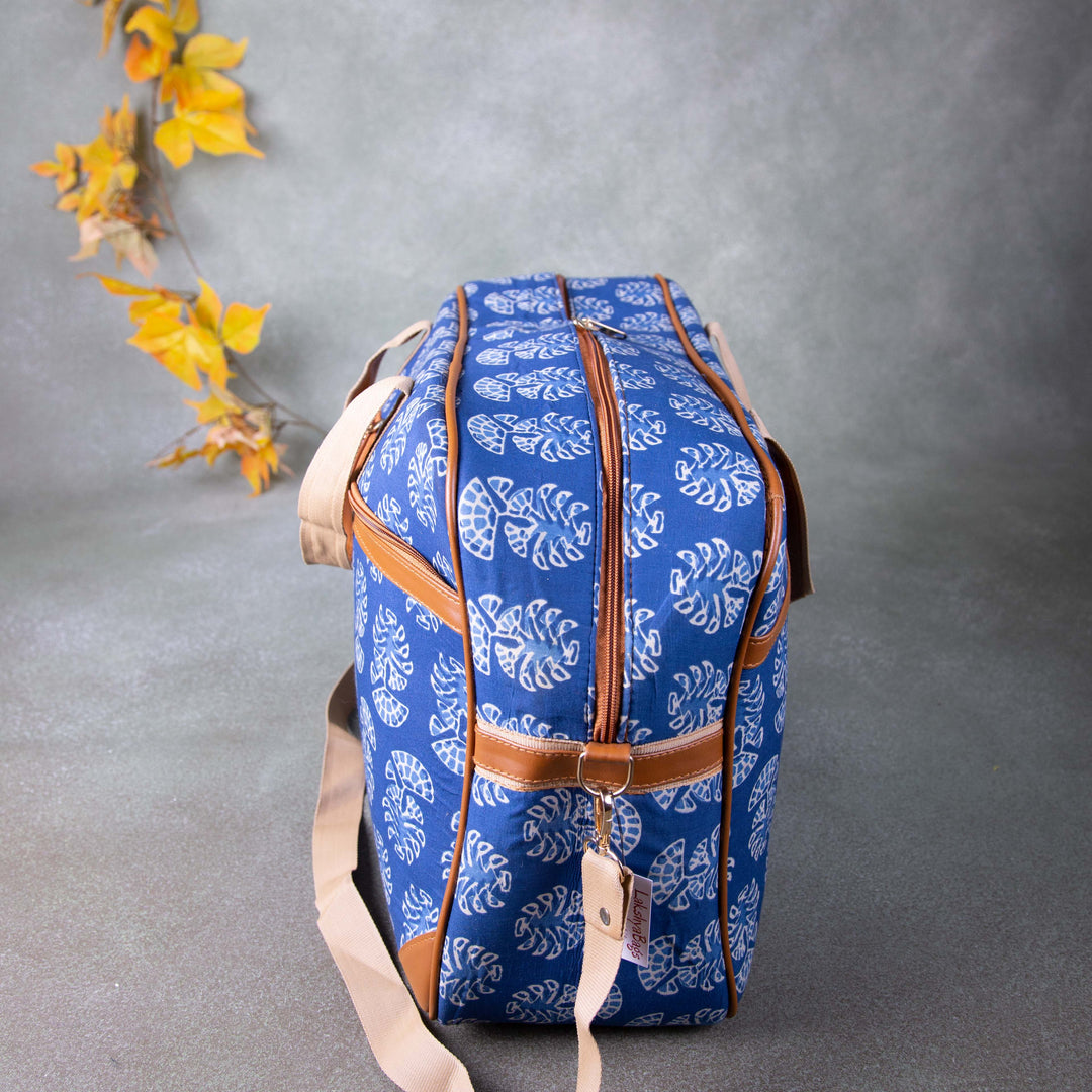 Two Dayer bags Blue with White Flower Design.