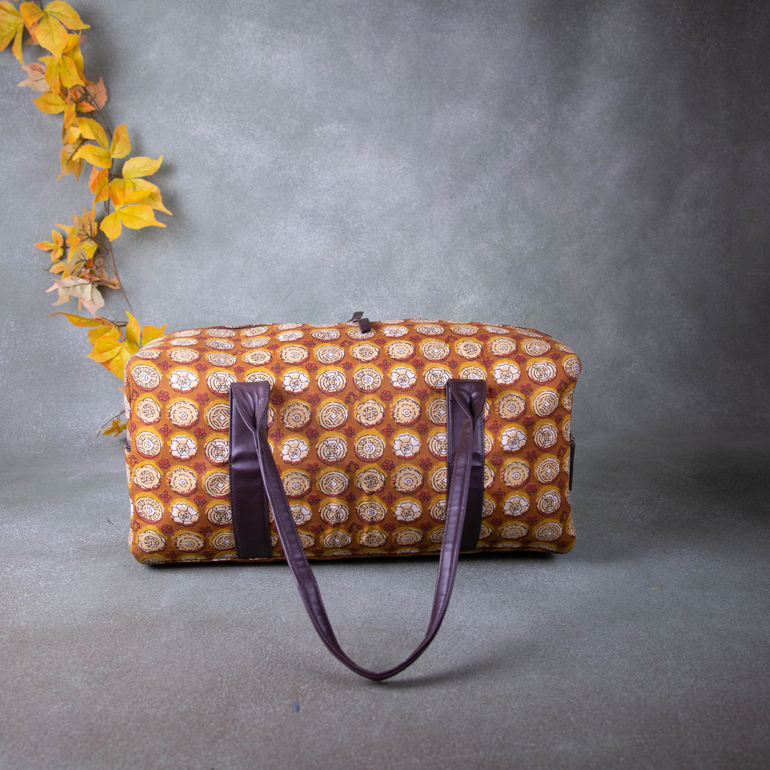 Water-Resistant Travel Bags Brown Colour Flower Design.