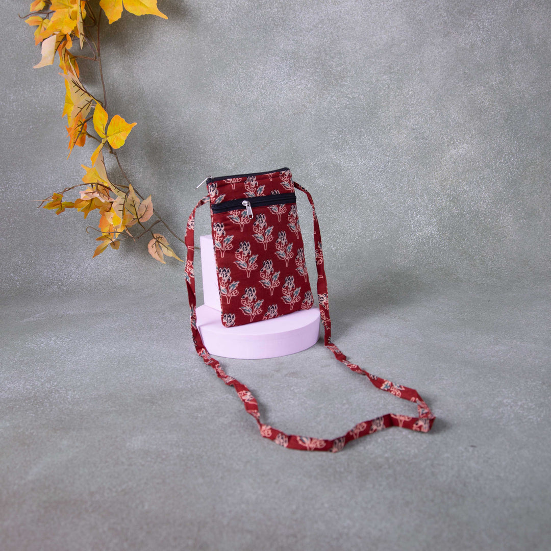 Daily Sling Maroon Colour with Flower Design