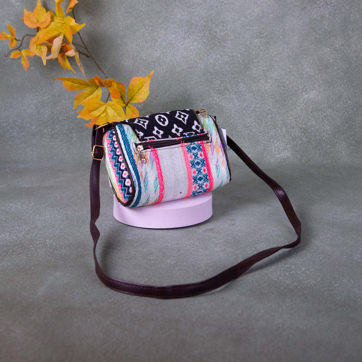 Easy Slings Pink with Blue Colour Black Flower Design - Boho (Double partition)