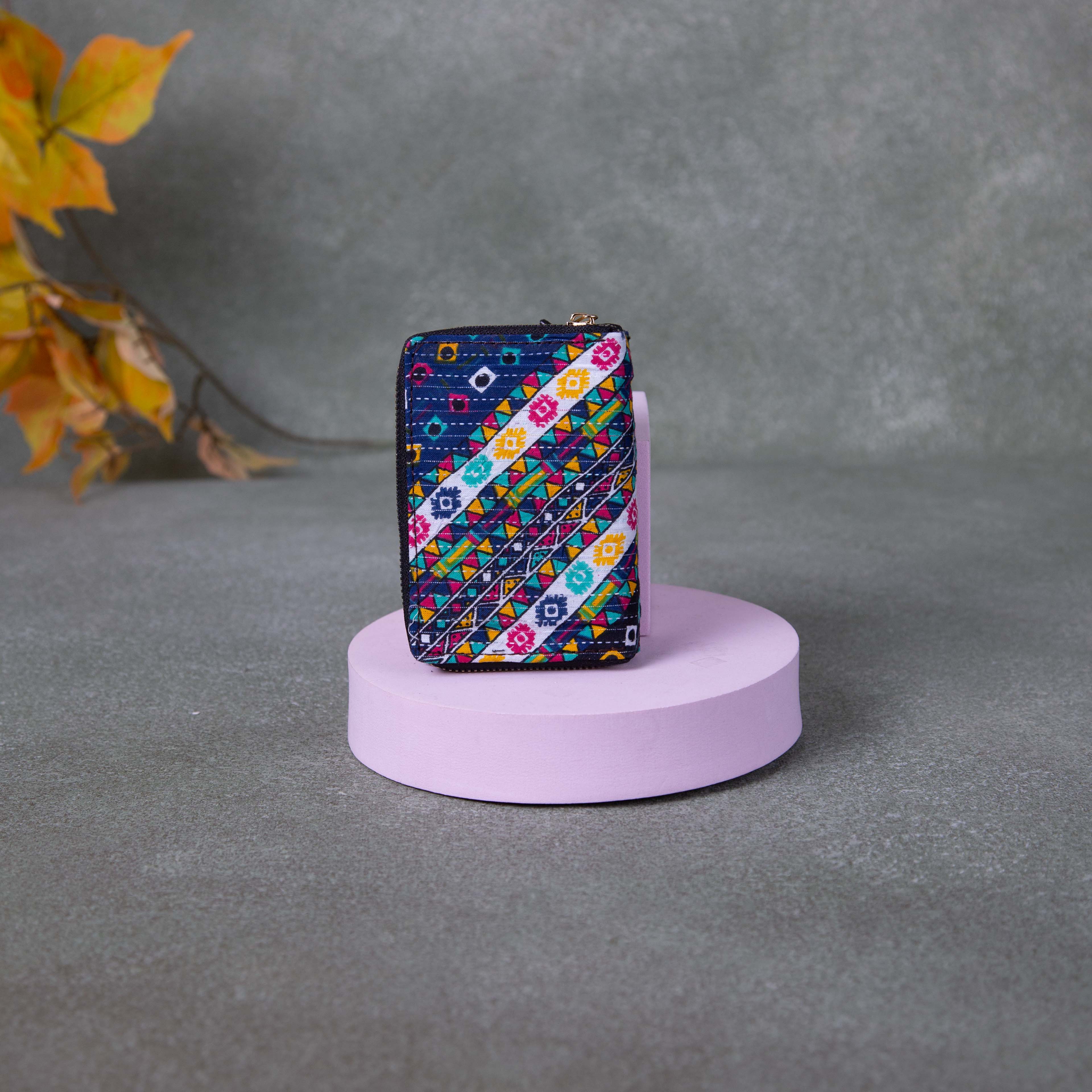 Coloured Small Wallet Handmade Wallets - Mini Multi-Colour with Small Triangle Design ...