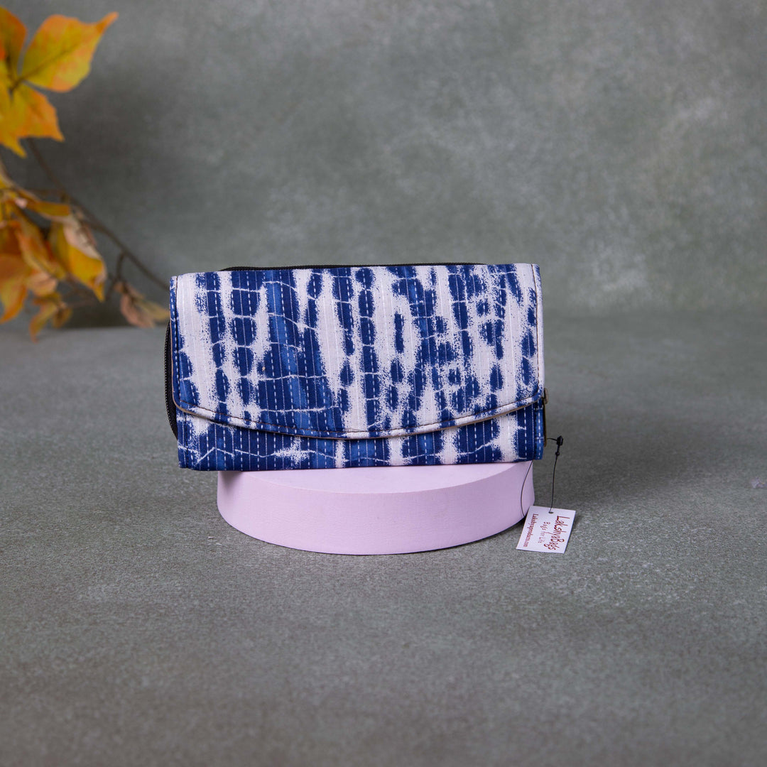 Handmade Wallets - Classic Blue with White Prints