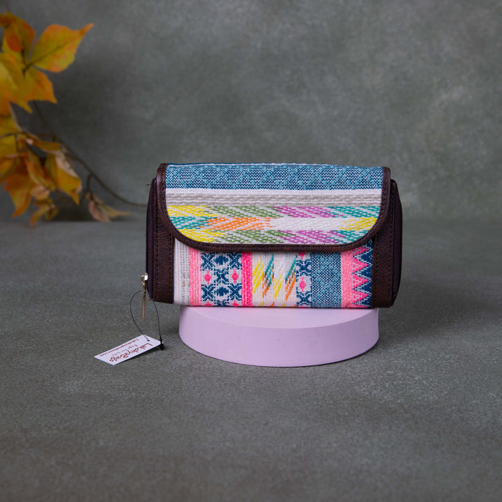 Handmade Wallets - Dual Zip  Pink with Blue Colour