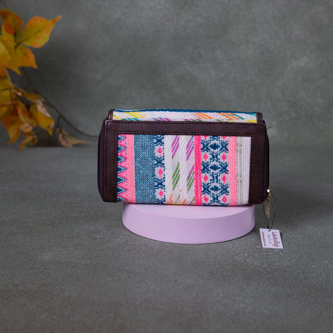 Handmade Wallets - Dual Zip  Pink with Blue Colour