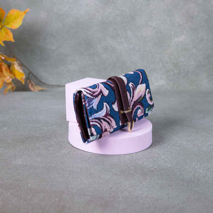 Handmade Wallets - Classic Blue Colour with Big Flower Design