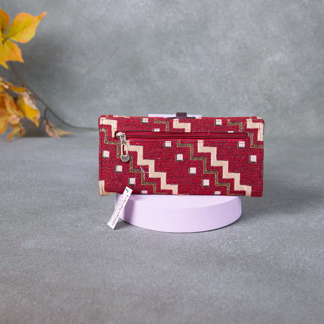 Handmade Wallets - Classic Red Colour with Sandal Zig Zag Design