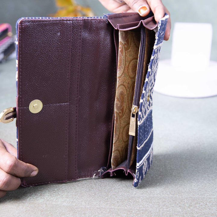 Handmade Wallets - Classic purple with Yellow Colour