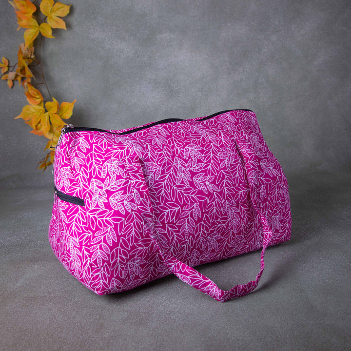 Weekender Travel Bag Beautiful Pink Colour with White Flower Printed Design