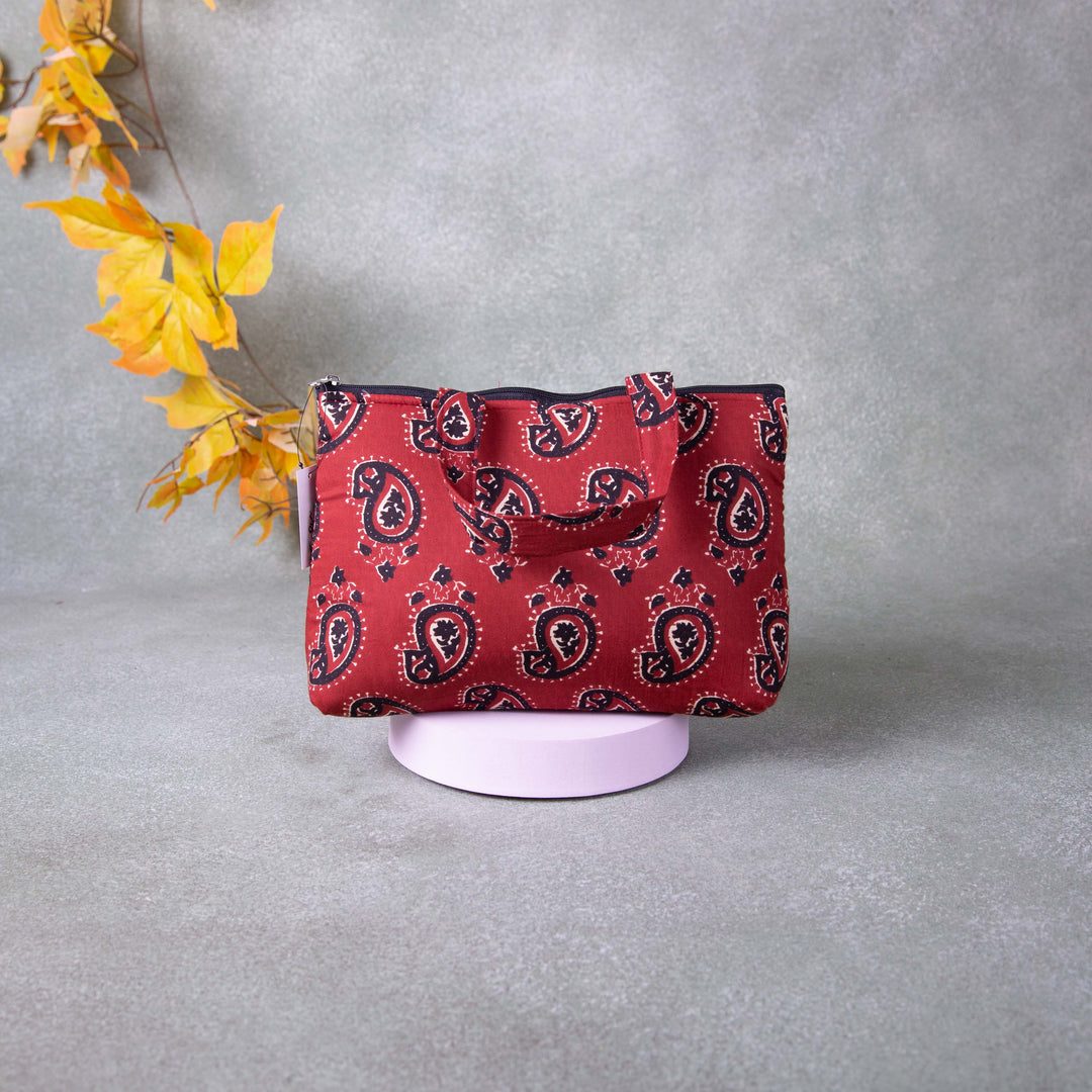 Bristlefront everyday handy bags Red Colour with Black Mango Design.