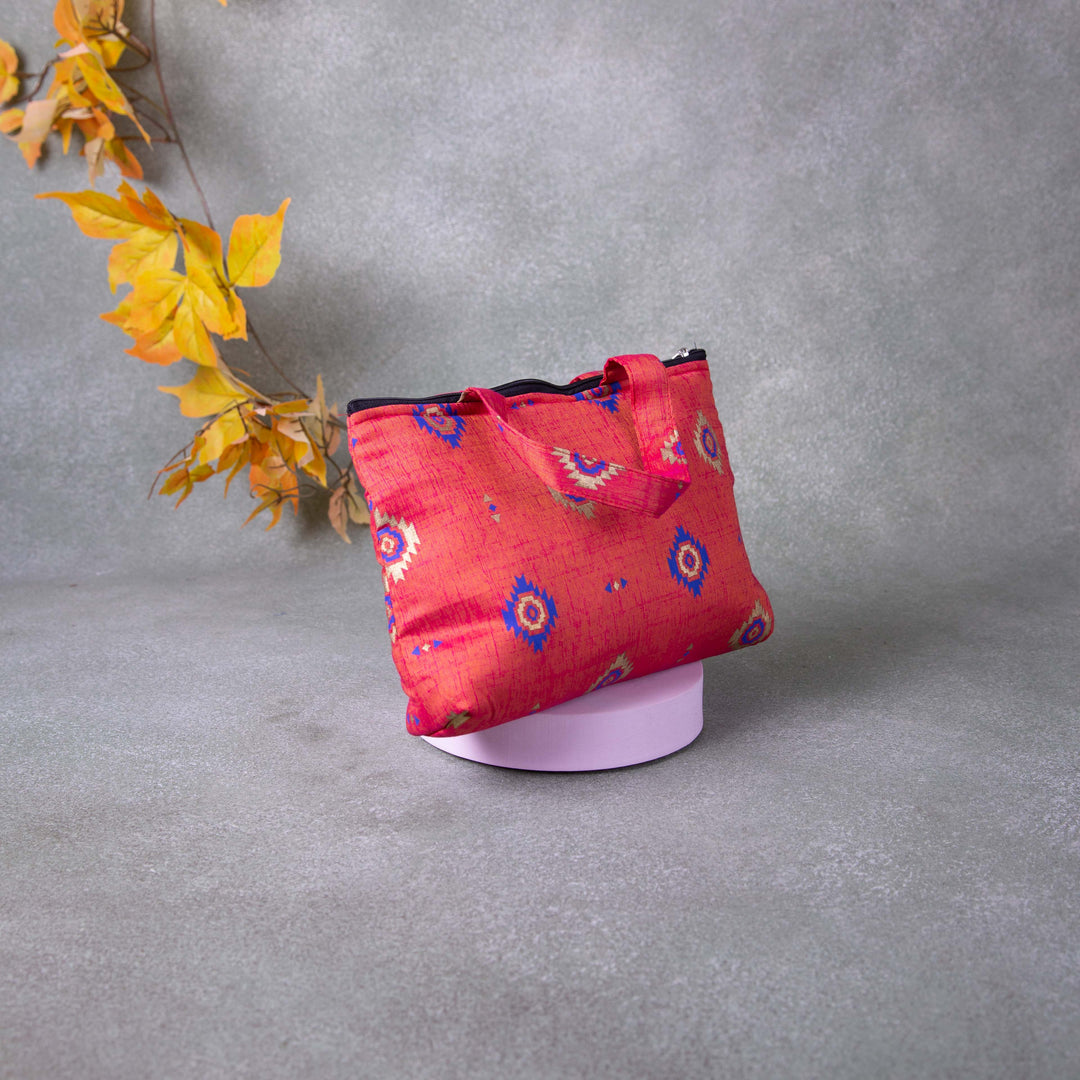 Bristlefront everyday handy bags Orange Colour with Pink and Gold Dots Design.