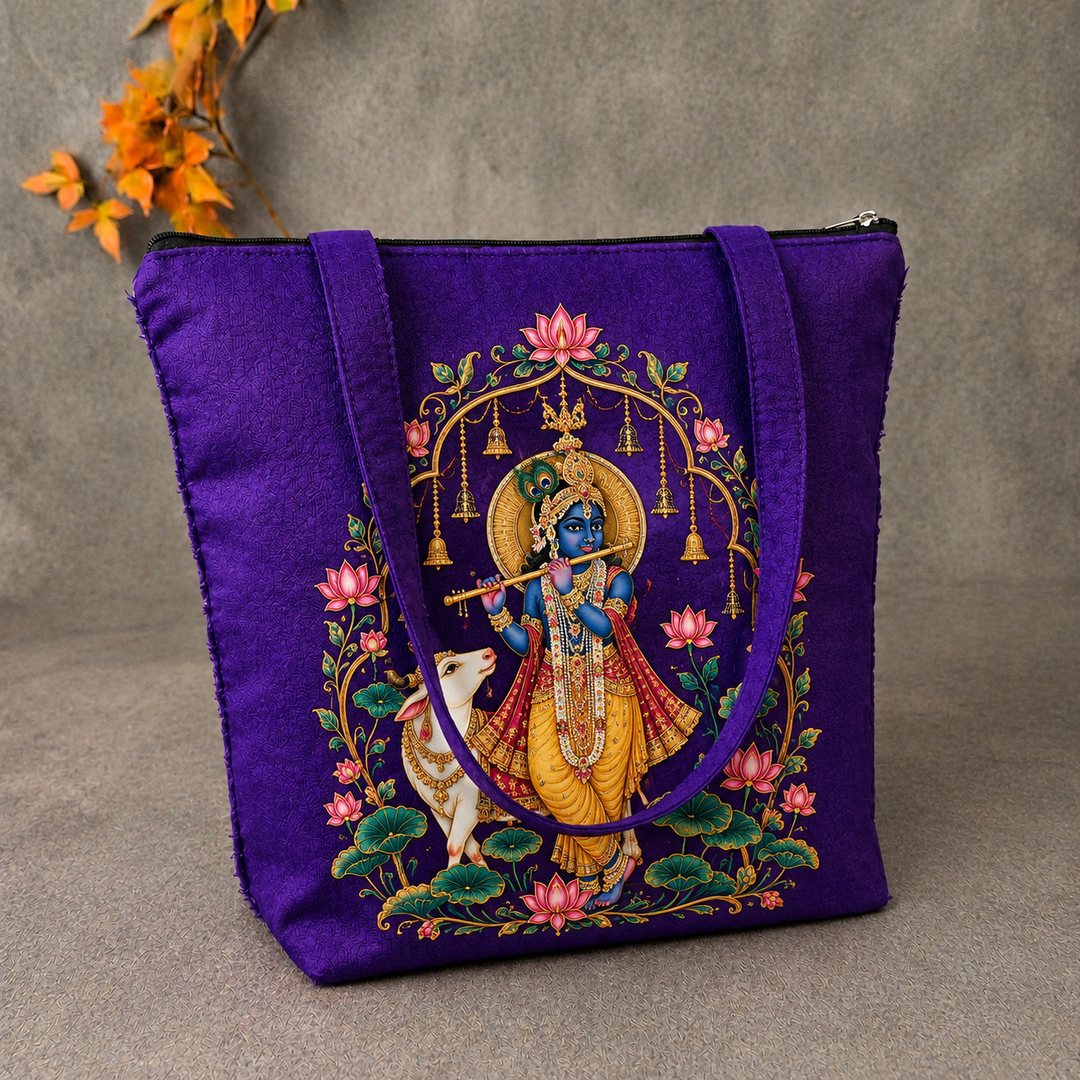 Pichwai ShrinathJi Tote - Violet