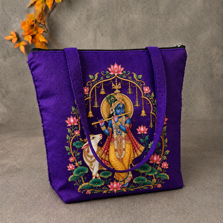 Pichwai ShrinathJi Tote - Violet