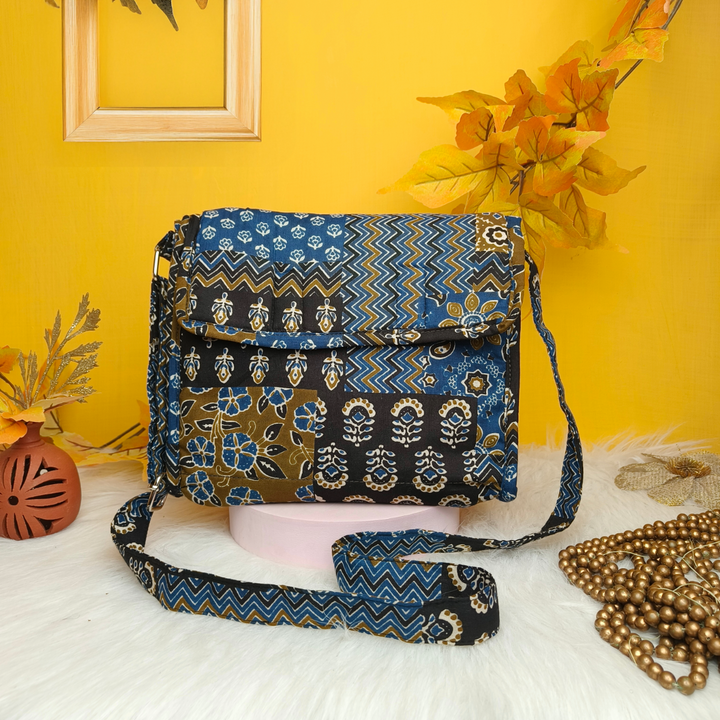 Multizipper Sling 4 Zips Blue Color with Black and Yellow Color Design.