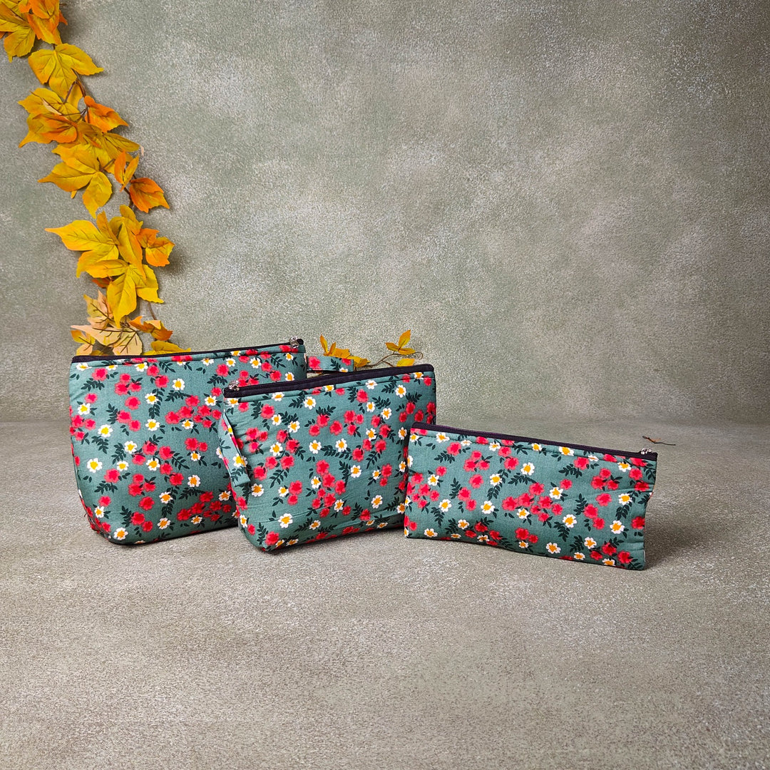 Pouch Buddies Green Floral Prints