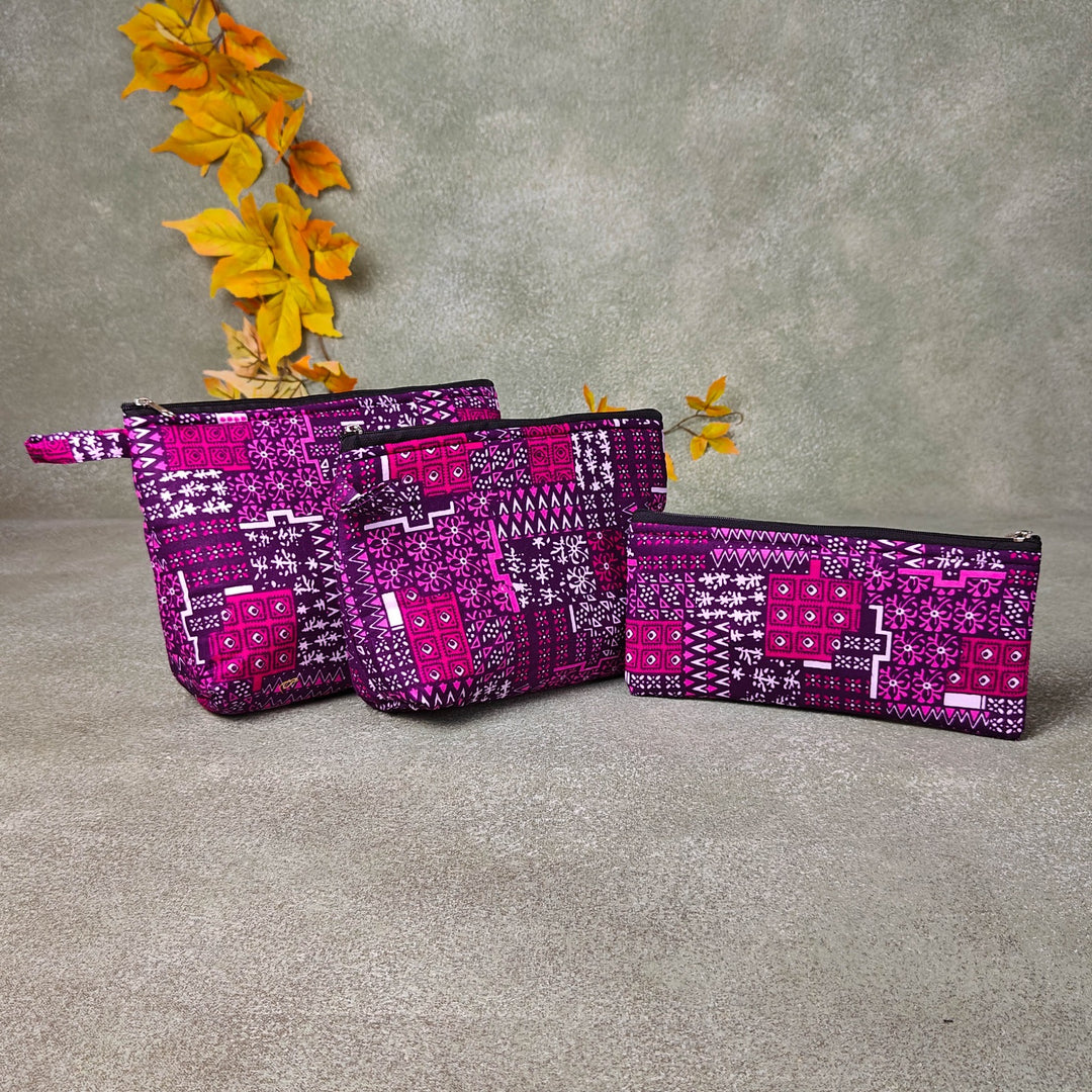 Pouch Buddies Dark Pink Pastel Floral Prints