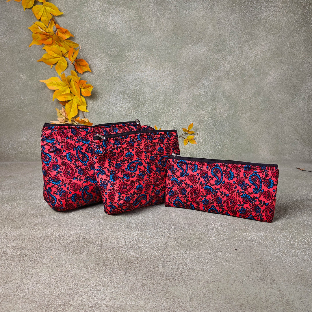 Pouch Buddies Red Botanical Prints