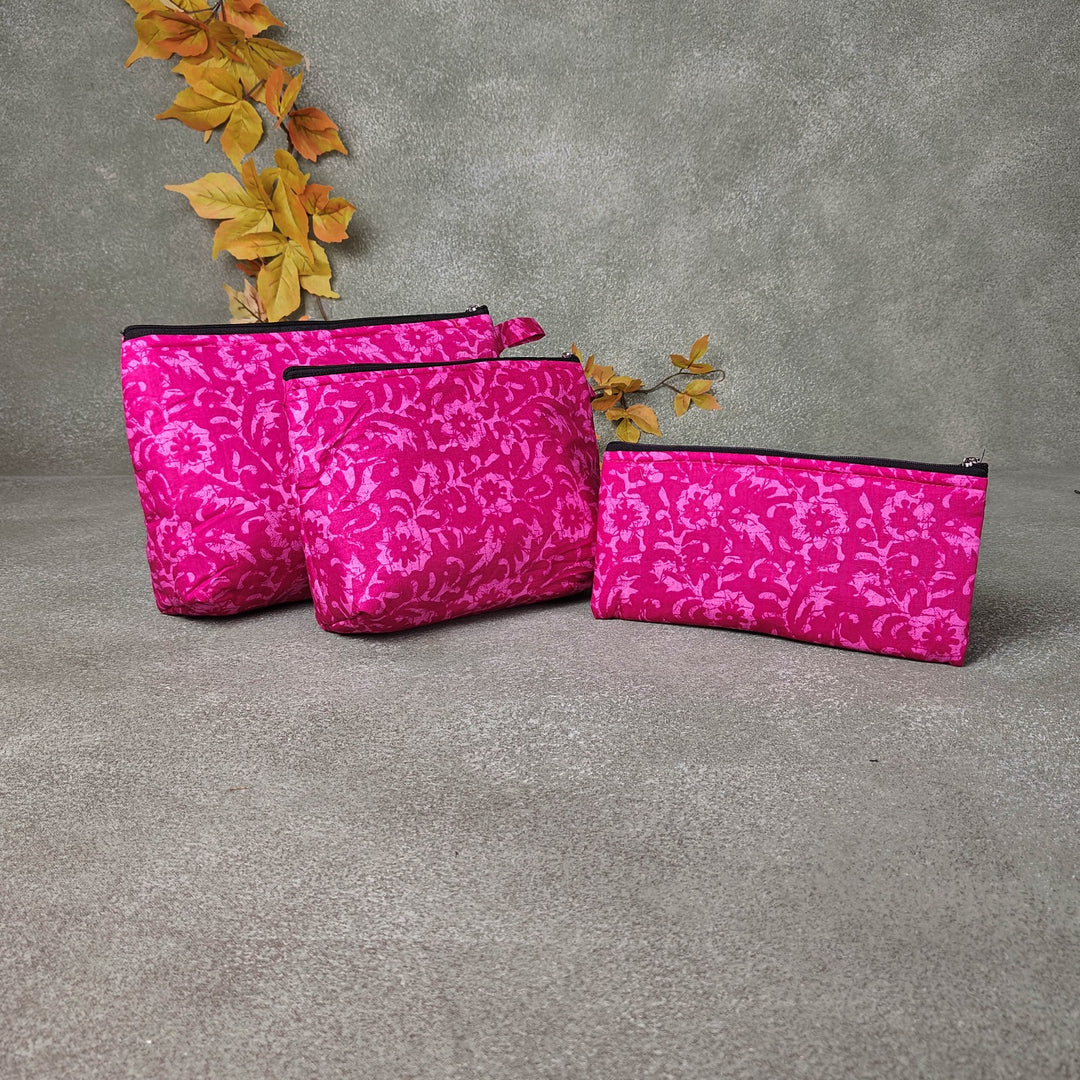 Pouch Buddies Pink White Floral Prints