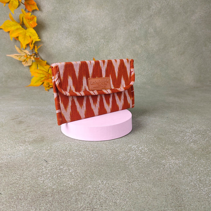 Ikat Clutch Brown Colour with White Zig Zag Prints