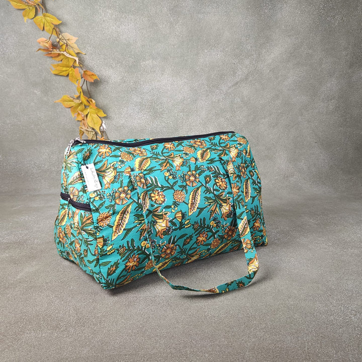 Weekender Travel Bag Green Colour with Botanical Prints