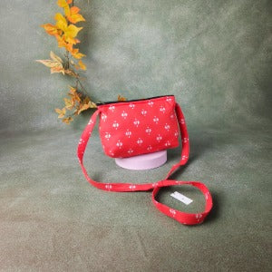 Bristlefront Everyday sling Light Red with White Ditsy Prints Design